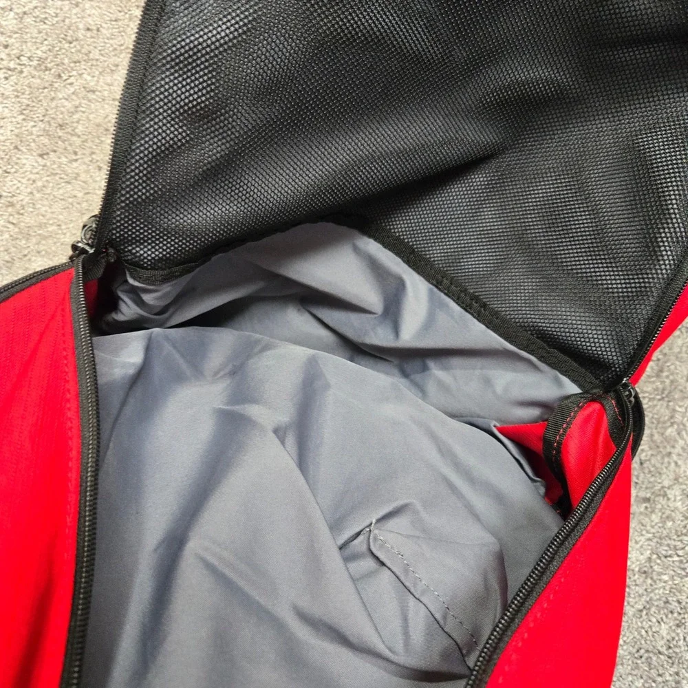 Nike Red Black Swoosh Backpack School Sports Gym Bag Ripstop Padded Straps